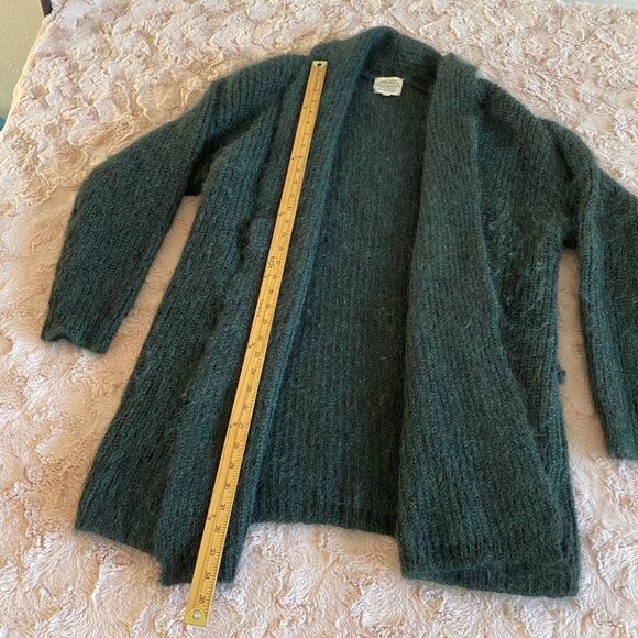 VTG Susan Bristol Womens Medium Green Open Cardigan Mohair Wool Sweater Jacket - Picture 4 of 7
